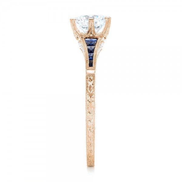 14k Rose Gold 14k Rose Gold Blue Sapphire And Diamond Engagement Ring - Side View - 102676