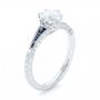 18k White Gold Blue Sapphire And Diamond Engagement Ring - Three-Quarter View -  102676 - Thumbnail