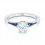 18k White Gold Blue Sapphire And Diamond Engagement Ring - Flat View -  102676 - Thumbnail