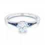 18k White Gold Blue Sapphire And Diamond Engagement Ring - Flat View -  102676 - Thumbnail