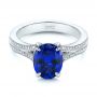  Platinum Blue Sapphire And Diamond Engagement Ring - Flat View -  105712 - Thumbnail