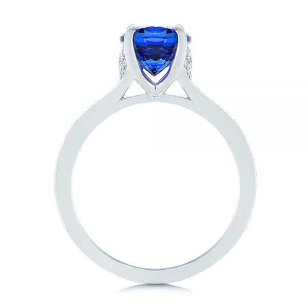 Platinum Blue Sapphire And Diamond Engagement Ring - Front View - 105712