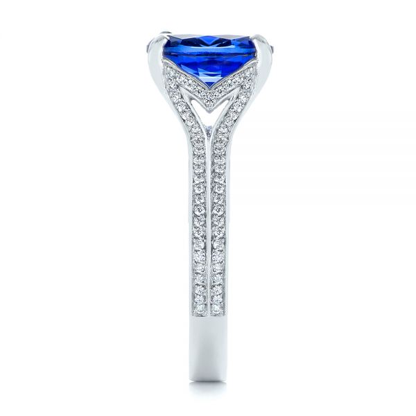 Platinum Blue Sapphire And Diamond Engagement Ring - Side View - 105712
