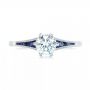 18k White Gold Blue Sapphire And Diamond Engagement Ring - Top View -  102676 - Thumbnail