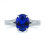  Platinum Blue Sapphire And Diamond Engagement Ring - Top View -  105712 - Thumbnail