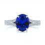 18k White Gold 18k White Gold Blue Sapphire And Diamond Engagement Ring - Top View -  105712 - Thumbnail