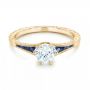 18k Yellow Gold 18k Yellow Gold Blue Sapphire And Diamond Engagement Ring - Flat View -  102676 - Thumbnail
