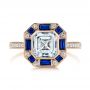 18k Rose Gold 18k Rose Gold Blue Sapphire And Diamond Halo Engagement Ring - Top View -  105773 - Thumbnail