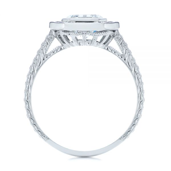  Platinum Platinum Blue Sapphire And Diamond Halo Engagement Ring - Front View -  105773
