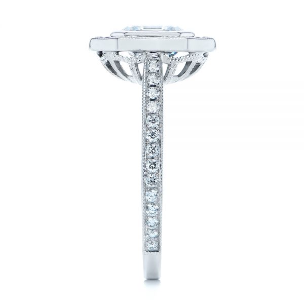  Platinum Platinum Blue Sapphire And Diamond Halo Engagement Ring - Side View -  105773