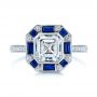  Platinum Platinum Blue Sapphire And Diamond Halo Engagement Ring - Top View -  105773 - Thumbnail