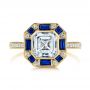 18k Yellow Gold 18k Yellow Gold Blue Sapphire And Diamond Halo Engagement Ring - Top View -  105773 - Thumbnail