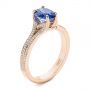14k Rose Gold 14k Rose Gold Blue Sapphire And Diamond Split Shank Engagement Ring - Three-Quarter View -  105197 - Thumbnail
