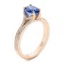 18k Rose Gold 18k Rose Gold Blue Sapphire And Diamond Split Shank Engagement Ring - Three-Quarter View -  105197 - Thumbnail