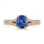 18k Rose Gold 18k Rose Gold Blue Sapphire And Diamond Split Shank Engagement Ring - Top View -  105197 - Thumbnail
