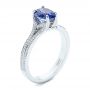  Platinum Blue Sapphire And Diamond Split Shank Engagement Ring - Three-Quarter View -  105197 - Thumbnail