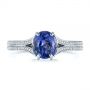 Platinum Blue Sapphire And Diamond Split Shank Engagement Ring - Top View -  105197 - Thumbnail