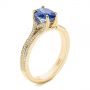 14k Yellow Gold 14k Yellow Gold Blue Sapphire And Diamond Split Shank Engagement Ring - Three-Quarter View -  105197 - Thumbnail