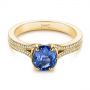 18k Yellow Gold 18k Yellow Gold Blue Sapphire And Diamond Split Shank Engagement Ring - Flat View -  105197 - Thumbnail