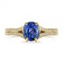 14k Yellow Gold 14k Yellow Gold Blue Sapphire And Diamond Split Shank Engagement Ring - Top View -  105197 - Thumbnail