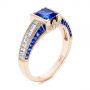 14k Rose Gold 14k Rose Gold Blue Sapphire And Diamond Vintage-inspired Engagement Ring - Three-Quarter View -  105788 - Thumbnail
