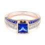 14k Rose Gold 14k Rose Gold Blue Sapphire And Diamond Vintage-inspired Engagement Ring - Flat View -  105788 - Thumbnail