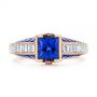 14k Rose Gold 14k Rose Gold Blue Sapphire And Diamond Vintage-inspired Engagement Ring - Top View -  105788 - Thumbnail