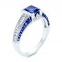 18k White Gold 18k White Gold Blue Sapphire And Diamond Vintage-inspired Engagement Ring - Three-Quarter View -  105788 - Thumbnail