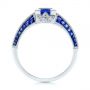14k White Gold Blue Sapphire And Diamond Vintage-inspired Engagement Ring - Front View -  105788 - Thumbnail