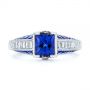 14k White Gold Blue Sapphire And Diamond Vintage-inspired Engagement Ring - Top View -  105788 - Thumbnail