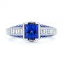 14k White Gold Blue Sapphire And Diamond Vintage-inspired Engagement Ring - Top View -  105788 - Thumbnail