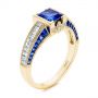 18k Yellow Gold 18k Yellow Gold Blue Sapphire And Diamond Vintage-inspired Engagement Ring - Three-Quarter View -  105788 - Thumbnail