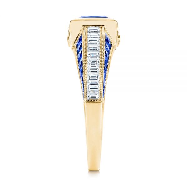 18k Yellow Gold 18k Yellow Gold Blue Sapphire And Diamond Vintage-inspired Engagement Ring - Side View - 105788