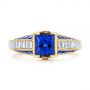 14k Yellow Gold 14k Yellow Gold Blue Sapphire And Diamond Vintage-inspired Engagement Ring - Top View -  105788 - Thumbnail