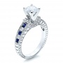  Platinum Blue Sapphires Engagement Ring - Vanna K - Three-Quarter View -  100038 - Thumbnail
