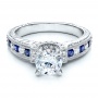  Platinum Blue Sapphires Engagement Ring - Vanna K - Flat View -  100038 - Thumbnail