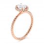 18k Rose Gold 18k Rose Gold Braid Style Shank Diamond Halo Engagement Ring - Three-Quarter View -  106253 - Thumbnail