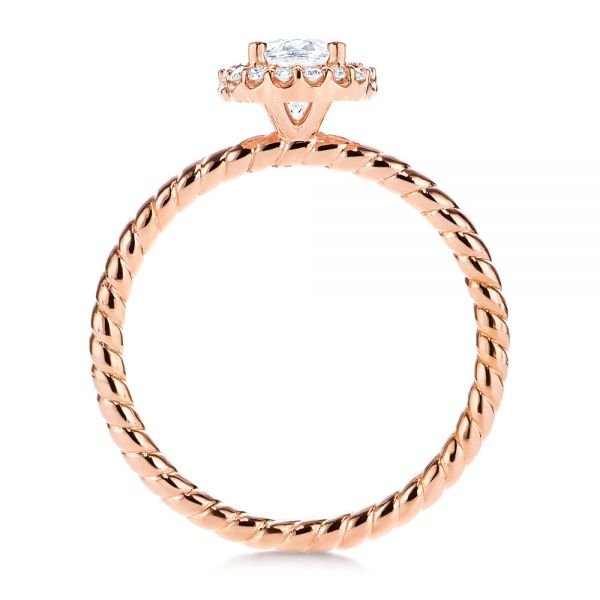 18k Rose Gold 18k Rose Gold Braid Style Shank Diamond Halo Engagement Ring - Front View -  106253 - Thumbnail