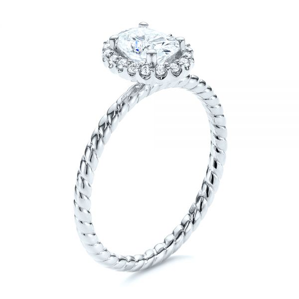 Braid Style Shank Diamond Halo Engagement Ring - Image