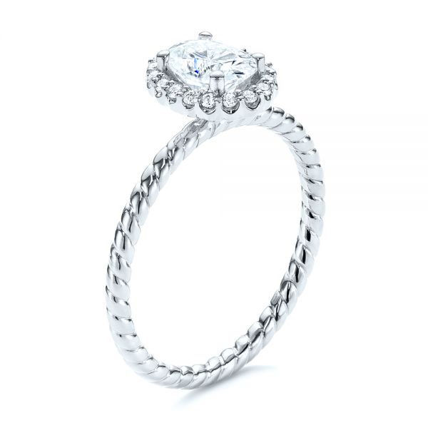 Platinum Platinum Braid Style Shank Diamond Halo Engagement Ring - Three-Quarter View - 106253