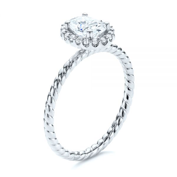  Platinum Platinum Braid Style Shank Diamond Halo Engagement Ring - Three-Quarter View -  106253 - Thumbnail