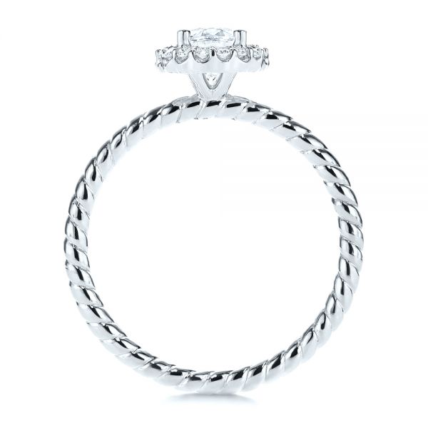 14k White Gold 14k White Gold Braid Style Shank Diamond Halo Engagement Ring - Front View -  106253 - Thumbnail