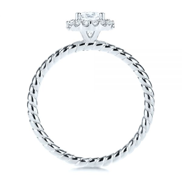 Platinum Platinum Braid Style Shank Diamond Halo Engagement Ring - Front View - 106253