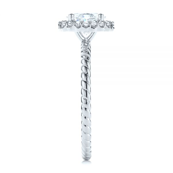 14k White Gold 14k White Gold Braid Style Shank Diamond Halo Engagement Ring - Side View -  106253 - Thumbnail