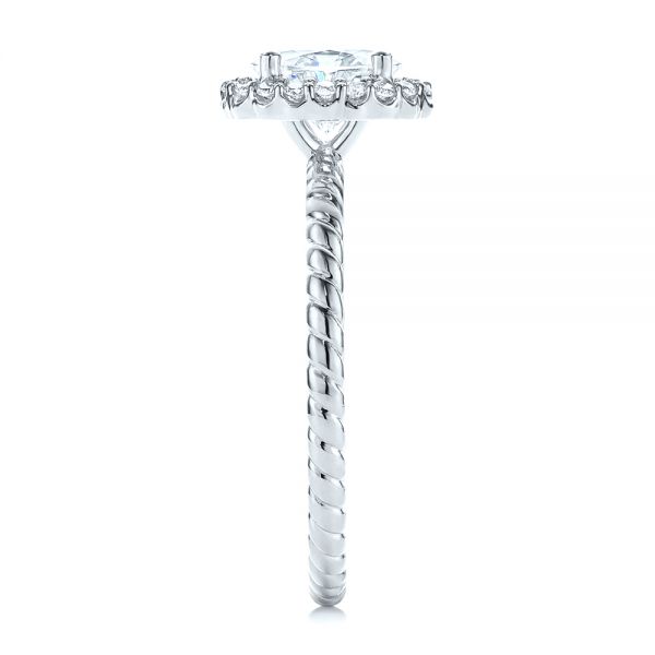 Platinum Platinum Braid Style Shank Diamond Halo Engagement Ring - Side View - 106253