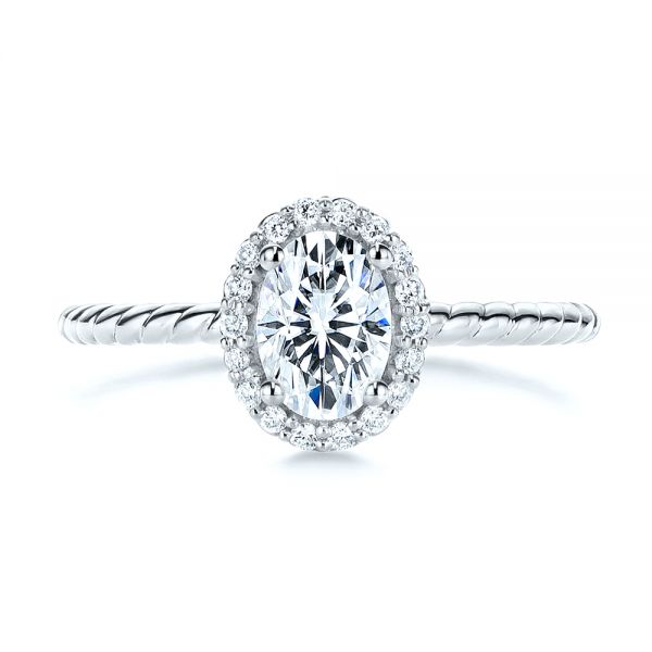 18k White Gold 18k White Gold Braid Style Shank Diamond Halo Engagement Ring - Top View -  106253 - Thumbnail