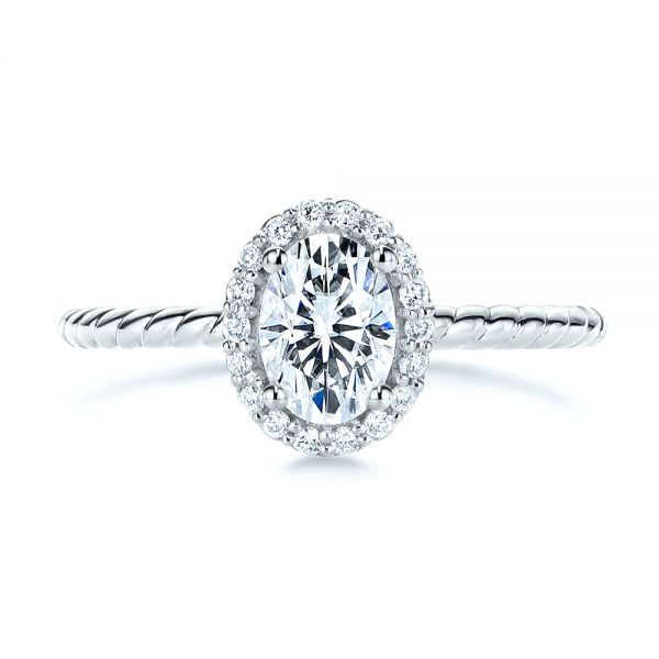 Platinum Platinum Braid Style Shank Diamond Halo Engagement Ring - Top View - 106253