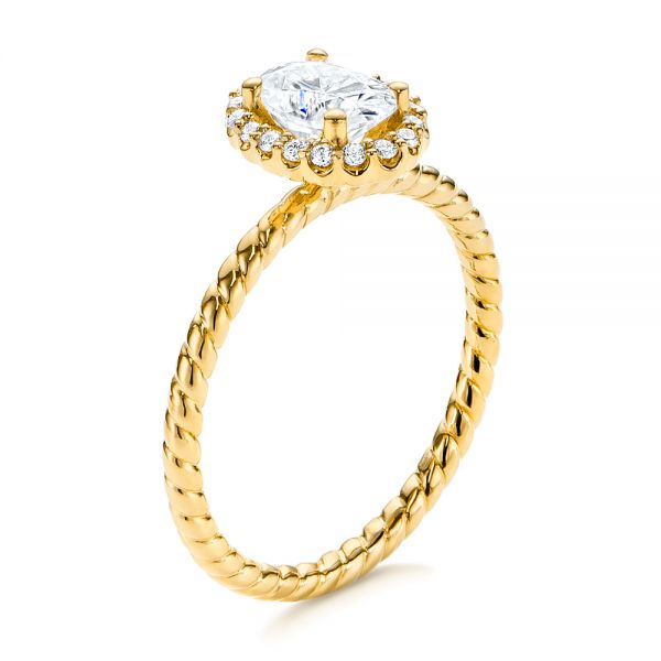 Braid Style Shank Diamond Halo Engagement Ring - Image