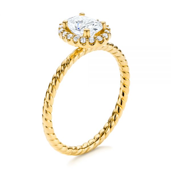 14k Yellow Gold 14k Yellow Gold Braid Style Shank Diamond Halo Engagement Ring - Three-Quarter View - 106253