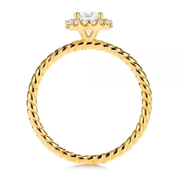 14k Yellow Gold 14k Yellow Gold Braid Style Shank Diamond Halo Engagement Ring - Front View -  106253 - Thumbnail